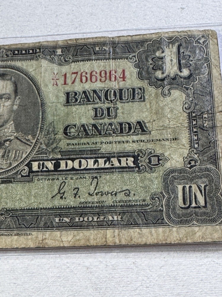 1937 Canada 1 Dollar Banknote P# 58d