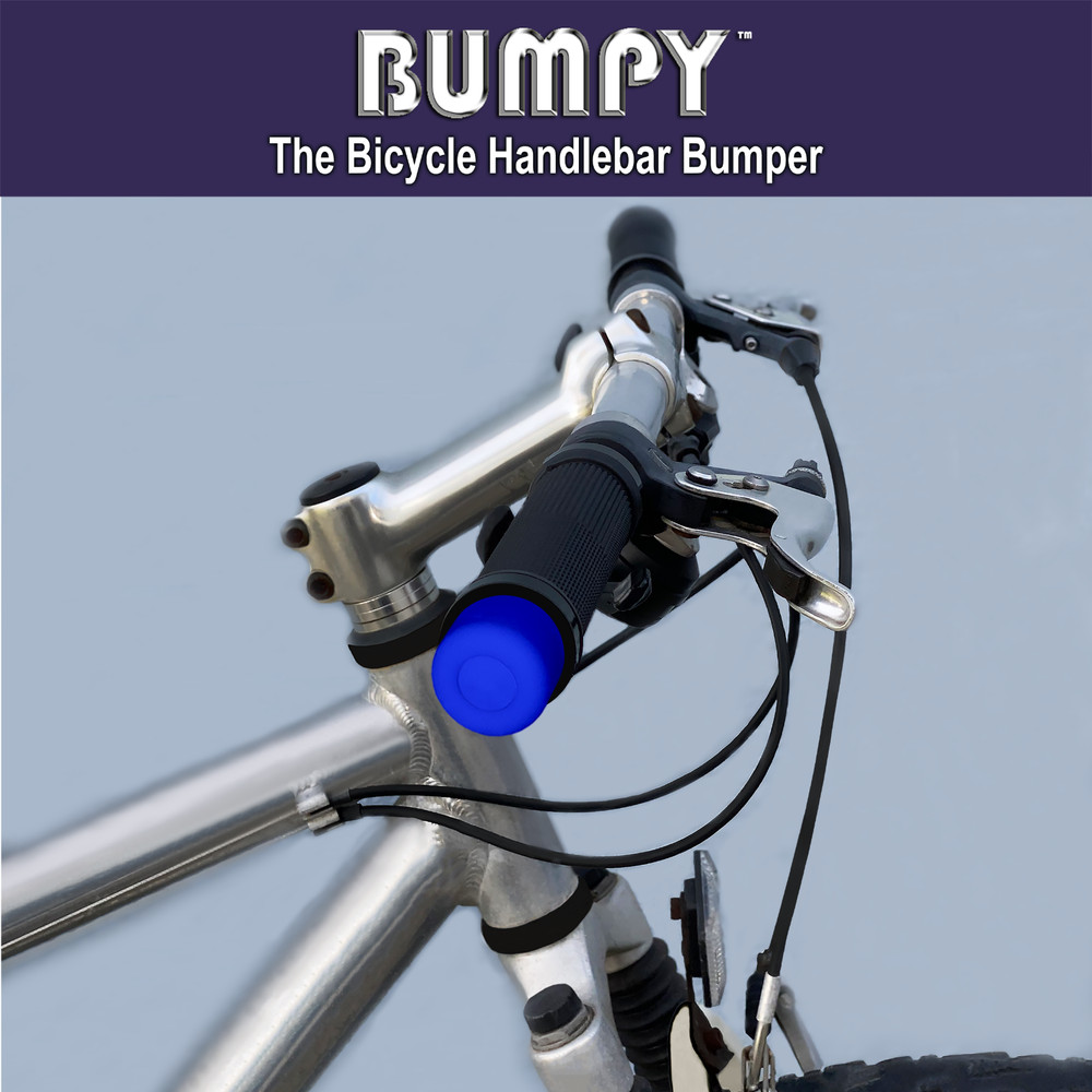 BUMPY END PLUG Bike Handlebar Soft Safe Secure Best Fit Grip Cap Blue Pair