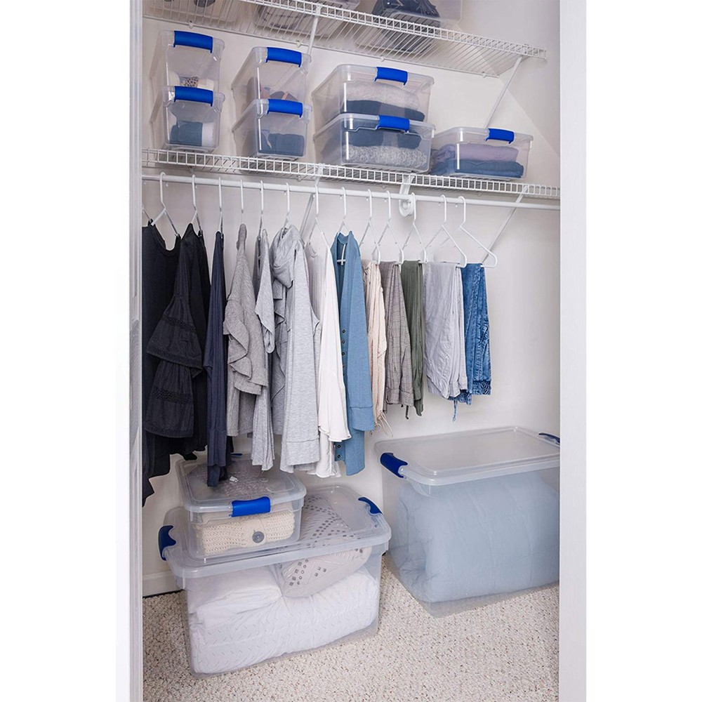 Homz 15.5 Qt Plastic Stackable Storage Container with Secure Lid, Clear (4 Pack)