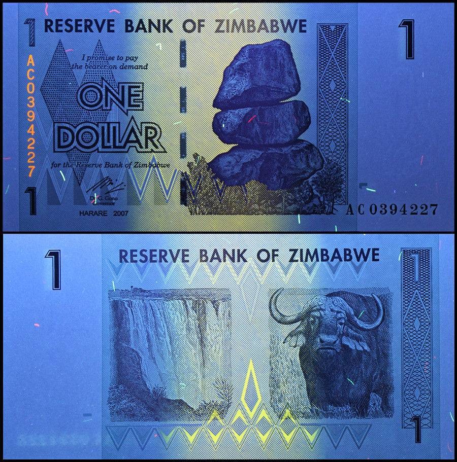 Zimbabwe 1 Dollar, 2007, P-65, Used X 100 PCS Bundle Pack