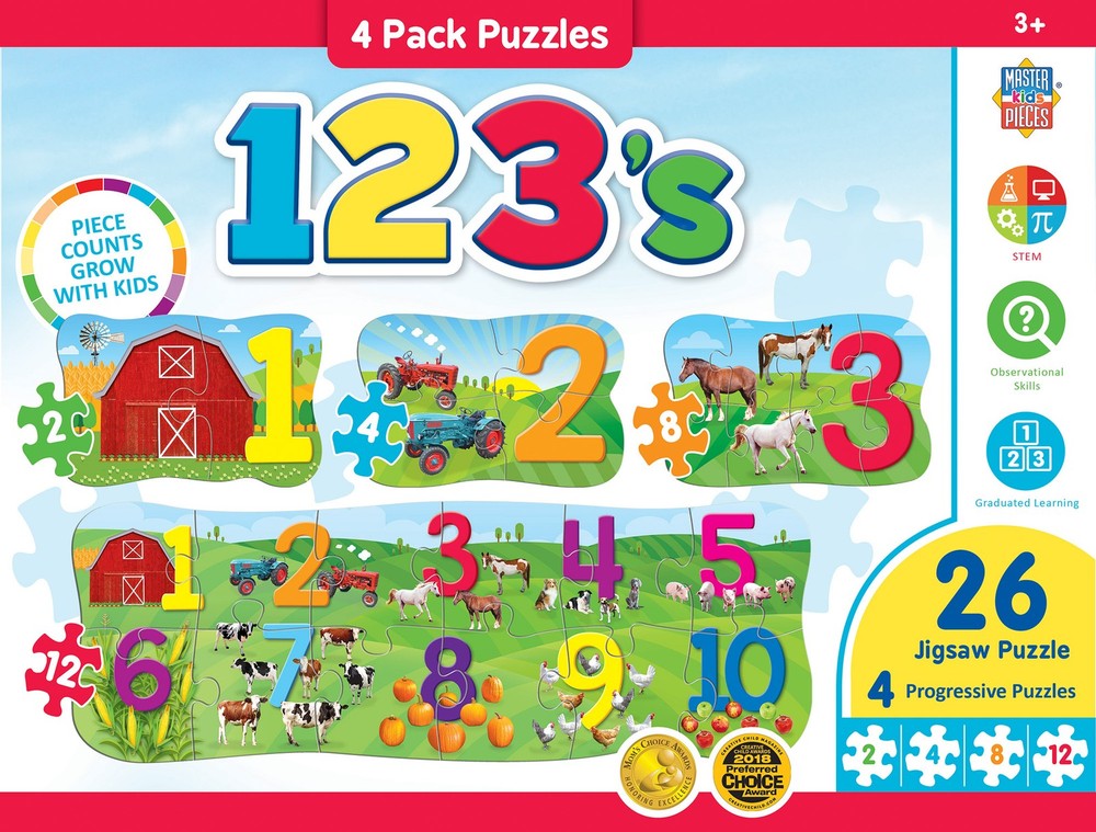 MasterPieces - 123's - Educational 4-Pack Jigsaw Puzzles