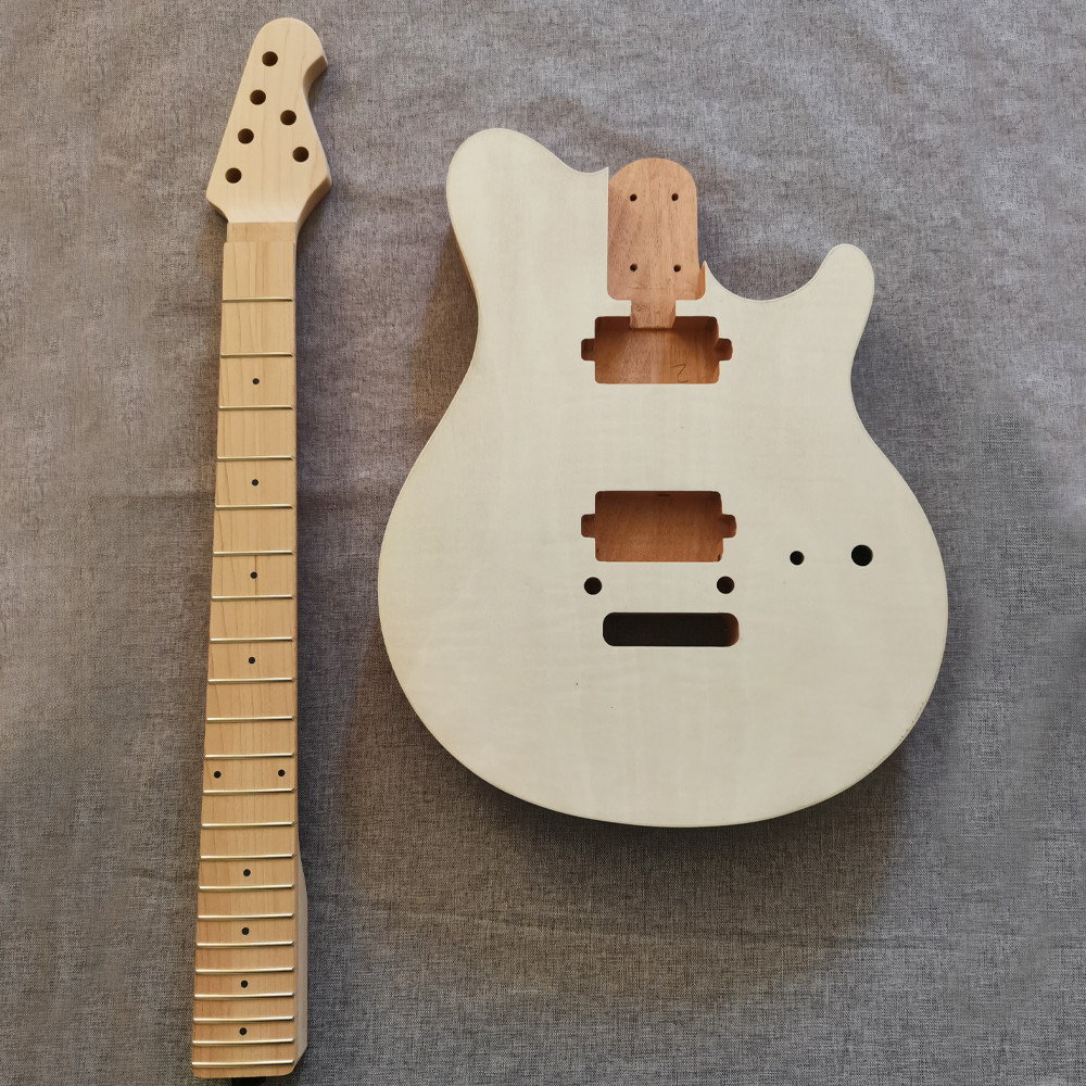 DIY Musicman Electric Guitar Kit split type 22frets silver part maple neck