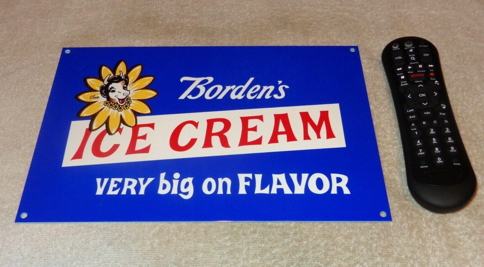 VINTAGE BORDEN'S ICE CREAM ELSIE THE COW 12" METAL BORDENS DAIRY 🥛 GAS OIL SIGN