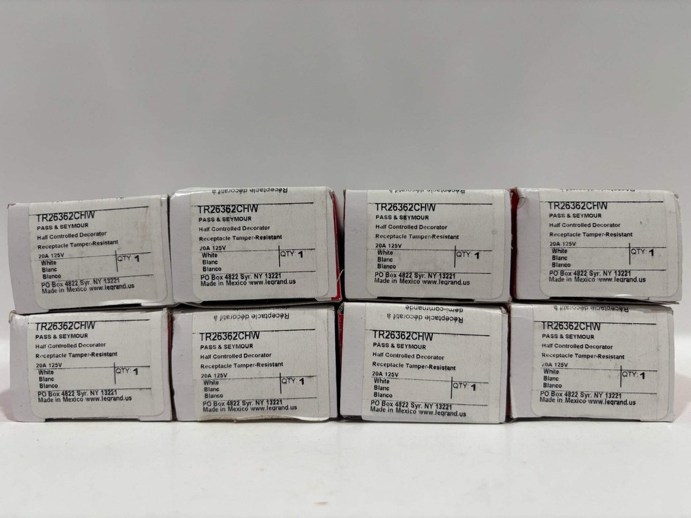 8PK Legrand TR26362CHW Plug Load Ctrl Receptacle 20A, White
