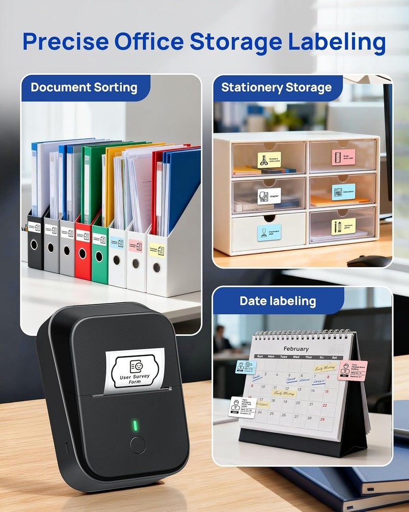 PM260 Label Maker Machine with Tape, 2 Inch Label Maker Bluetooth Label Printer