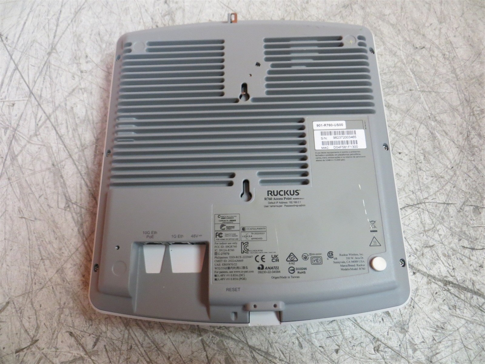 Ruckus R760 901-R760-US00 Indoor Access Point Factory Reset