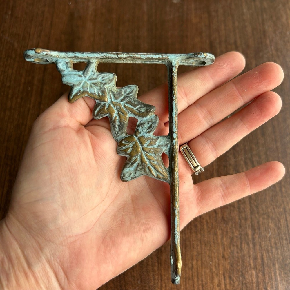 Vintage decorative corner bracket vine design brass