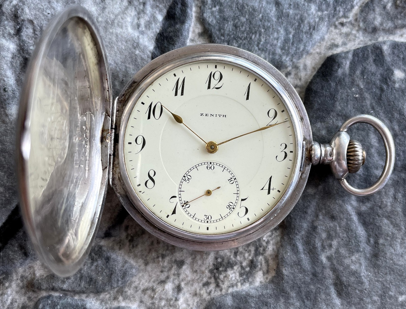 ✩ Antique ZENITH [ Silver 84 / 0.875 ] old pocket watch