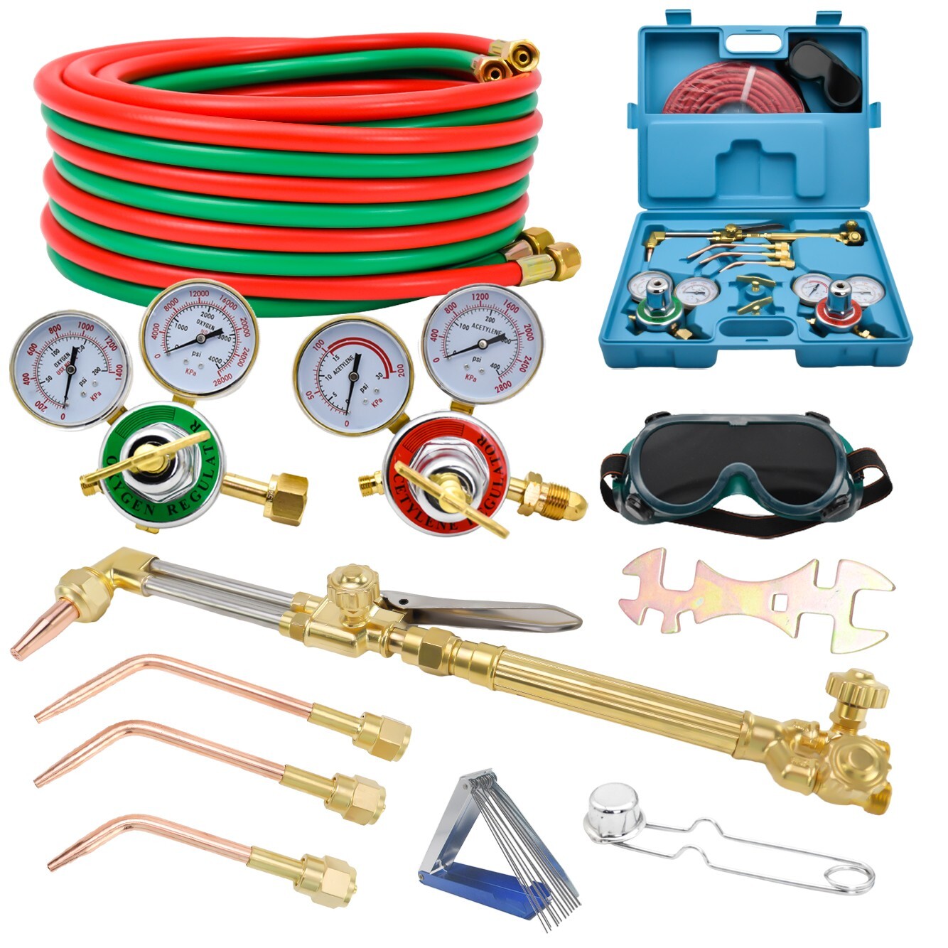 Gas Welding Cutting Torch Kit Oxy Acetylene Brazing Set Victor Type + 50ft Hose