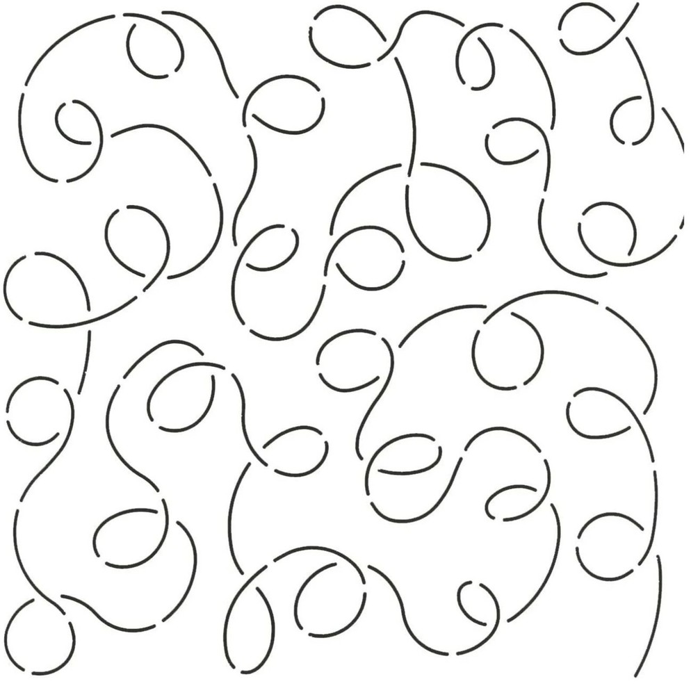 Continuous Line Quilting Stencil Large Loop Swirl Background 11" Quilt Template