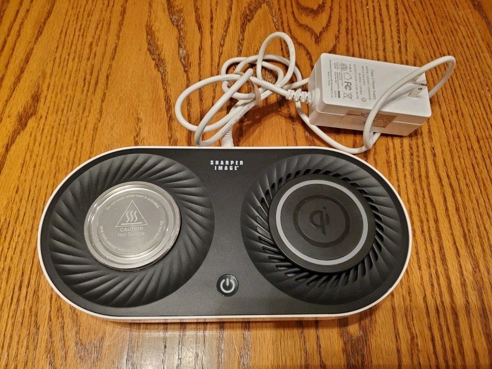 Sharper Image Heating Cooling Beverage Base With Wireless Charger And Mug