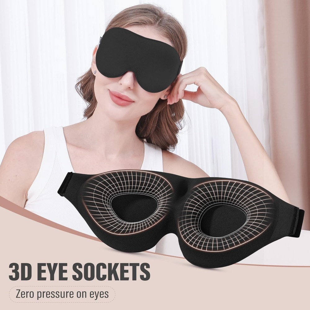 Sleep Mask for Side Sleeper, Complete Light Blocking 3D Sleeping Eye Mask, So...