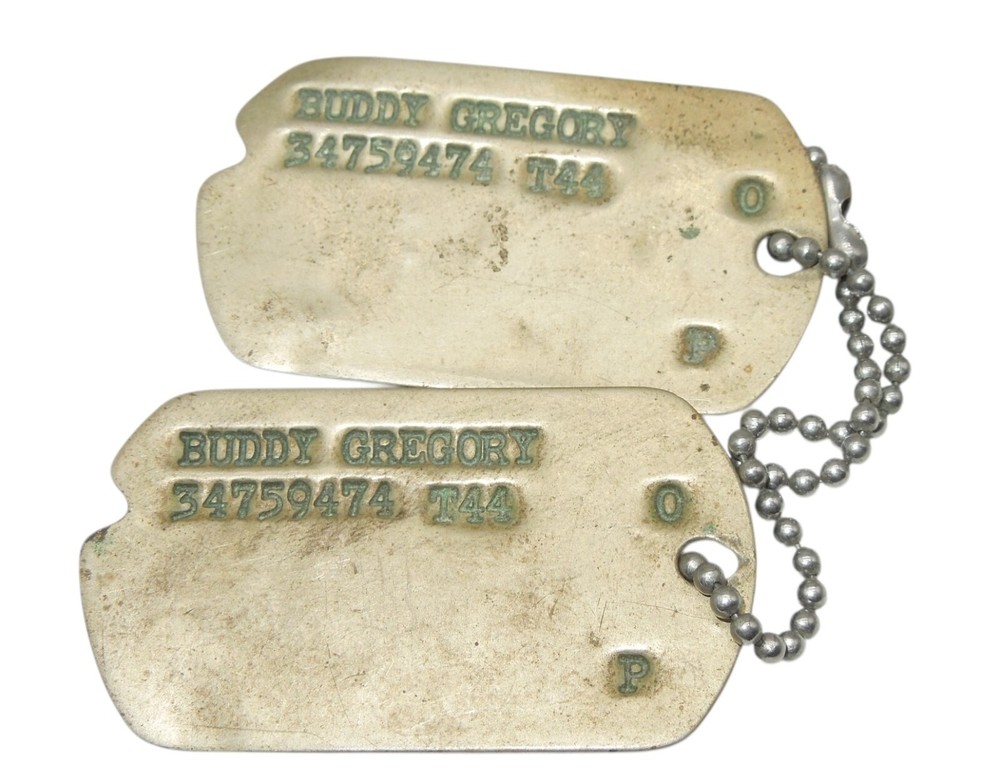 Original WWII US Army Quartermaster Sergeant Dog Tags BLACK Soldier CA12