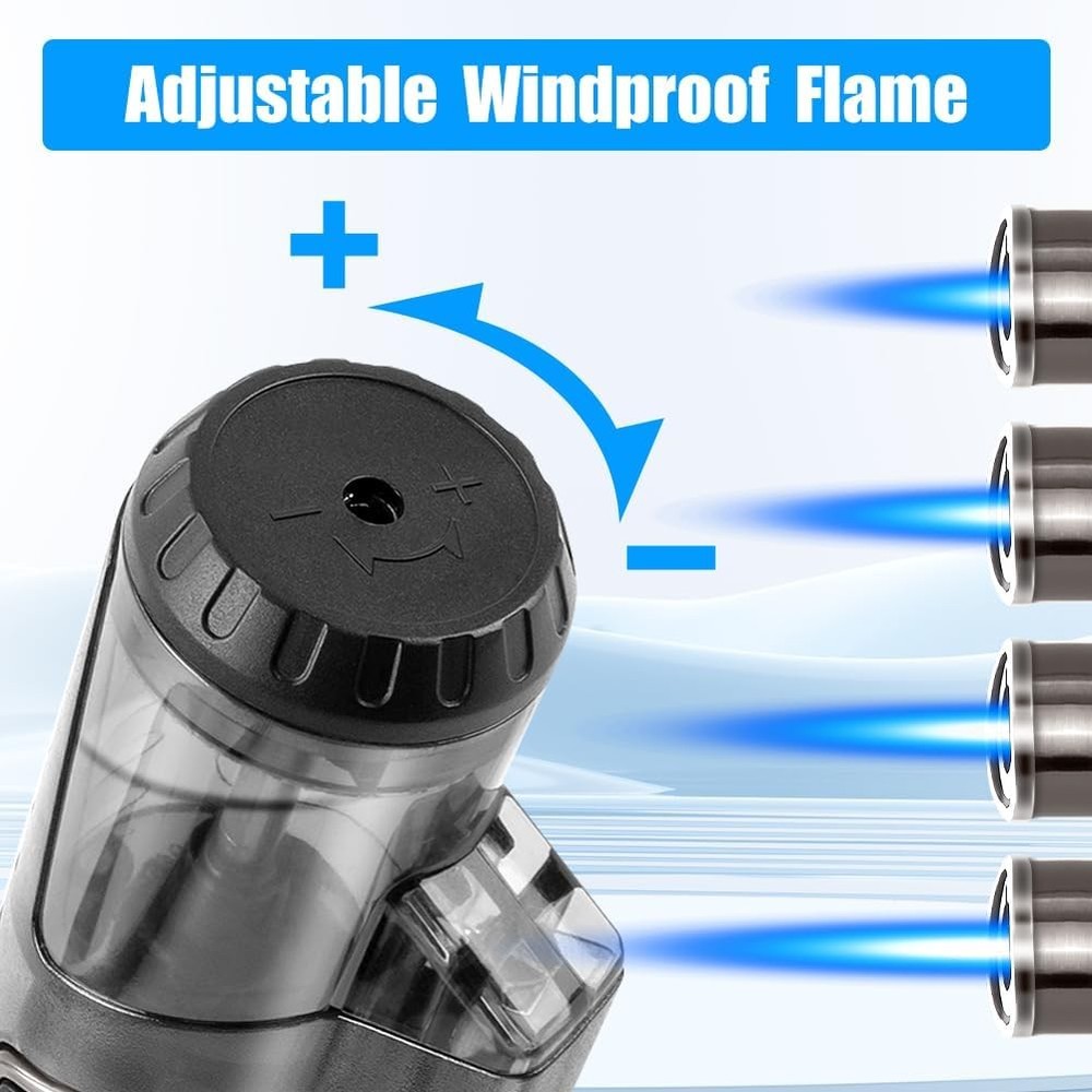 LcFun Torch Lighter 2 Pack Windproof Adjustable Single Jet Flame Double Black