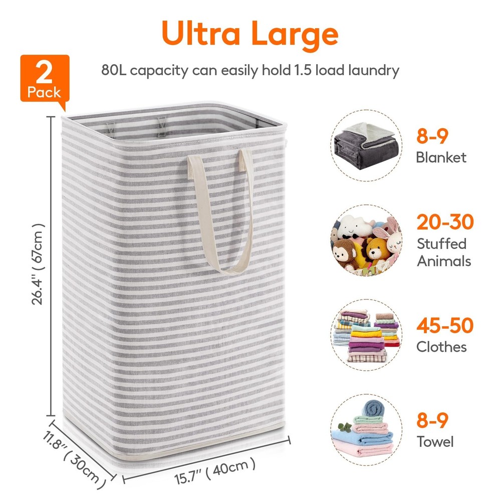 Lifewit 2 Pack Laundry Hamper Large Collapsible Waterproof Clothes Basket