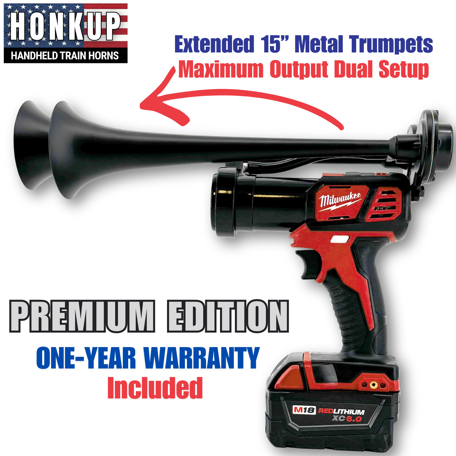 Premium Milwaukee Impact Handheld Train Horn | Full Kit + Two Remote Controls