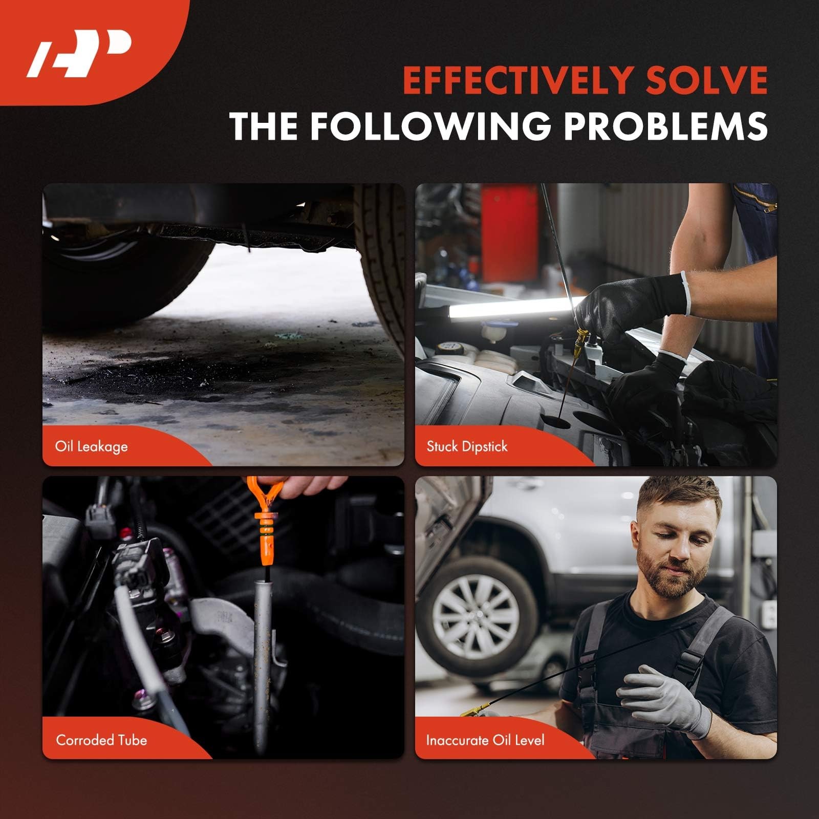 A-Premium 23.25 in Engine Oil Dipstick Tube - Metal Compatible 7.4 mm, Black