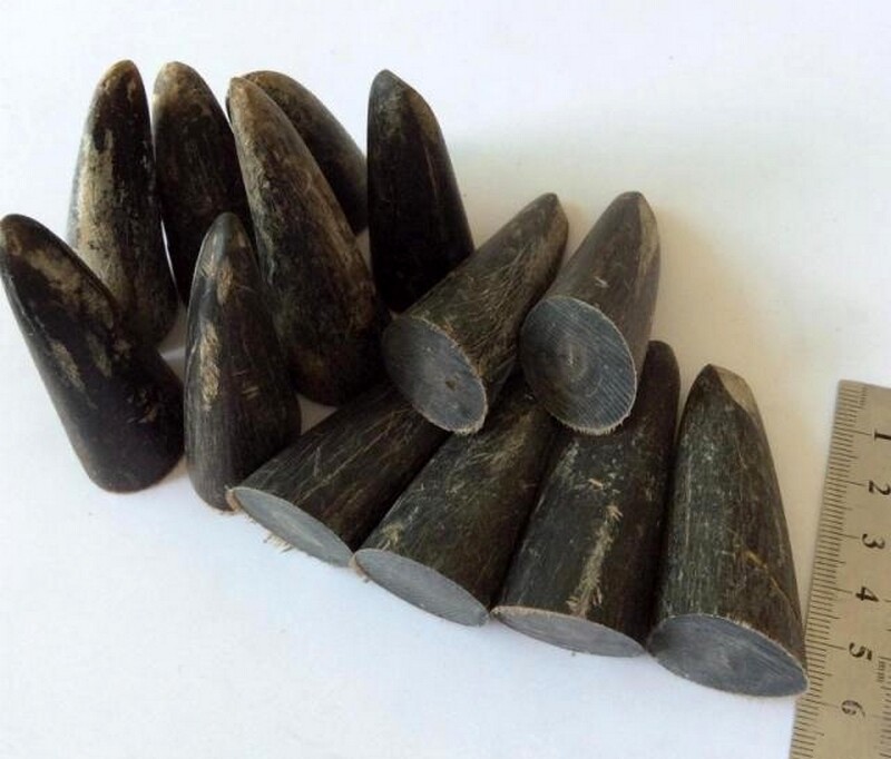 10X Solid Black Buffalo Horn Tip Pendant Beads Craft DIY Materials