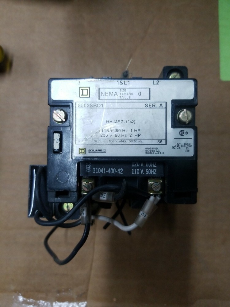 SQUARE D 8502SB01 NEMA SIZE 0 CONTACTOR