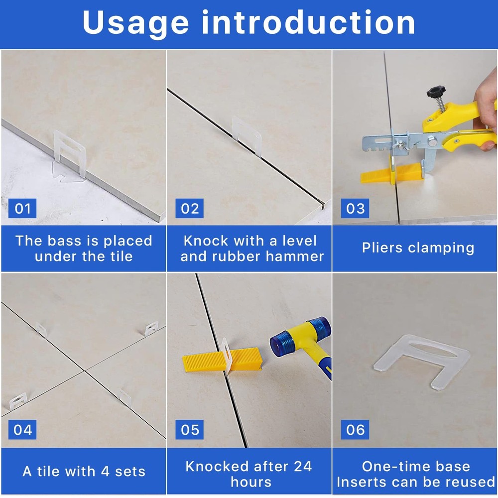 Pro-Grade 1/8" Tile Leveling System Clips 2200pcs - Dual-Purpose Leveler Spac...