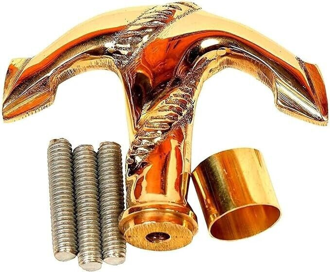 Antique Golden Finish Unique Anchor Style Solid Brass Head Handle Handmade