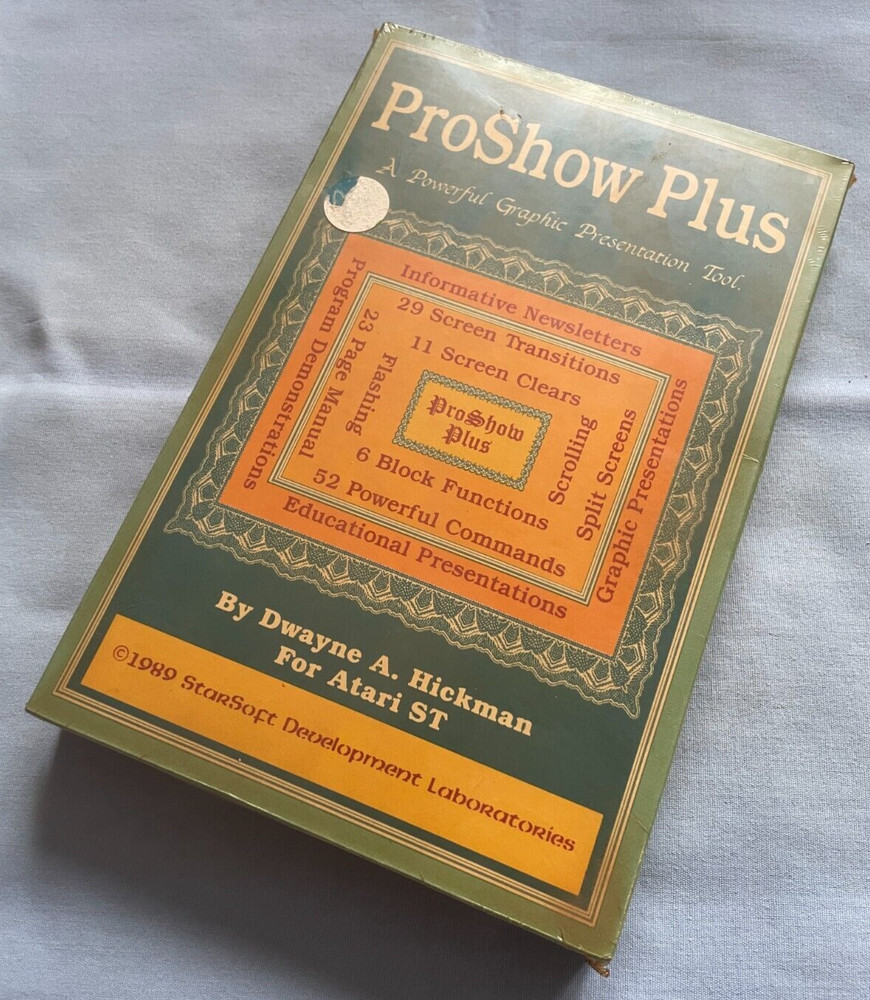 PROSHOW PLUS - 1989 Atari ST Computer StarSoft Software NEW in SEALED BOX - NOS!