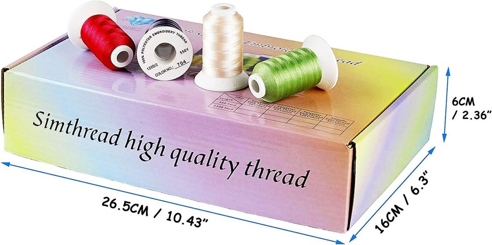 Simthread 40 Colors 40 Weight Polyester Embroidery Machine Thread Kit 550Y(500M)