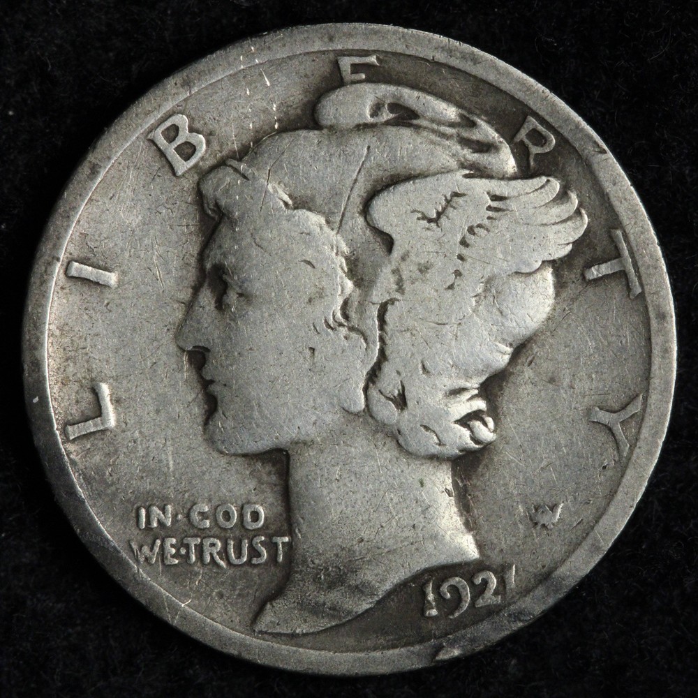 1921 Mercury Silver Dime FINE E261 GWEN