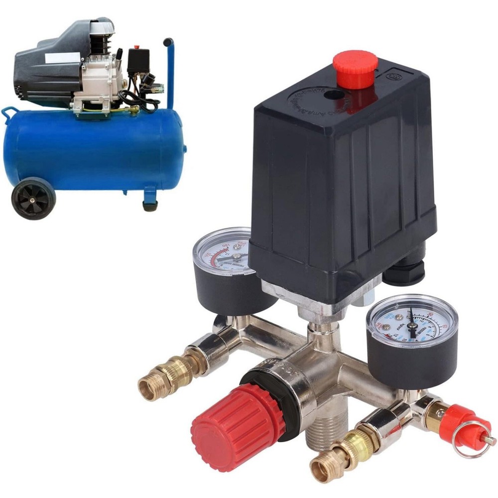 90-120PSI Adjustable Air Compressor Pressure Control Switch With Valve Gauges
