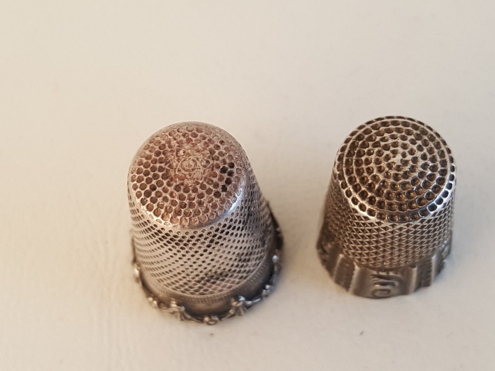 Vintage 2 sterling silver thimbles 7 Germany