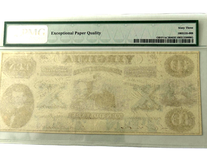 1862 Richmond, Virginia $10 Virginia Treasury Note - PMG 63 EPQ