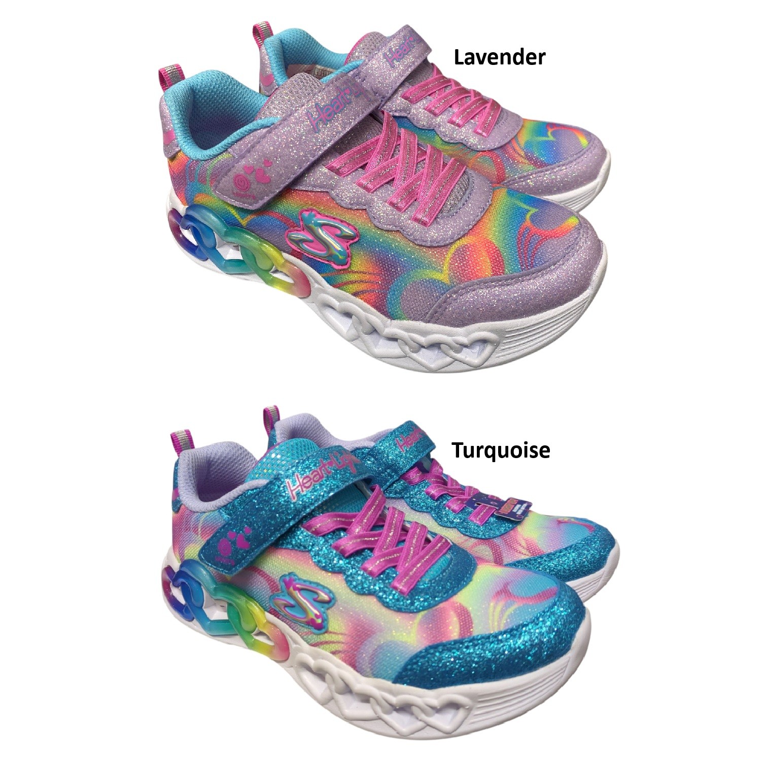 Skechers Girls Hearts Light-Up Hook & Loop Strap Sneaker