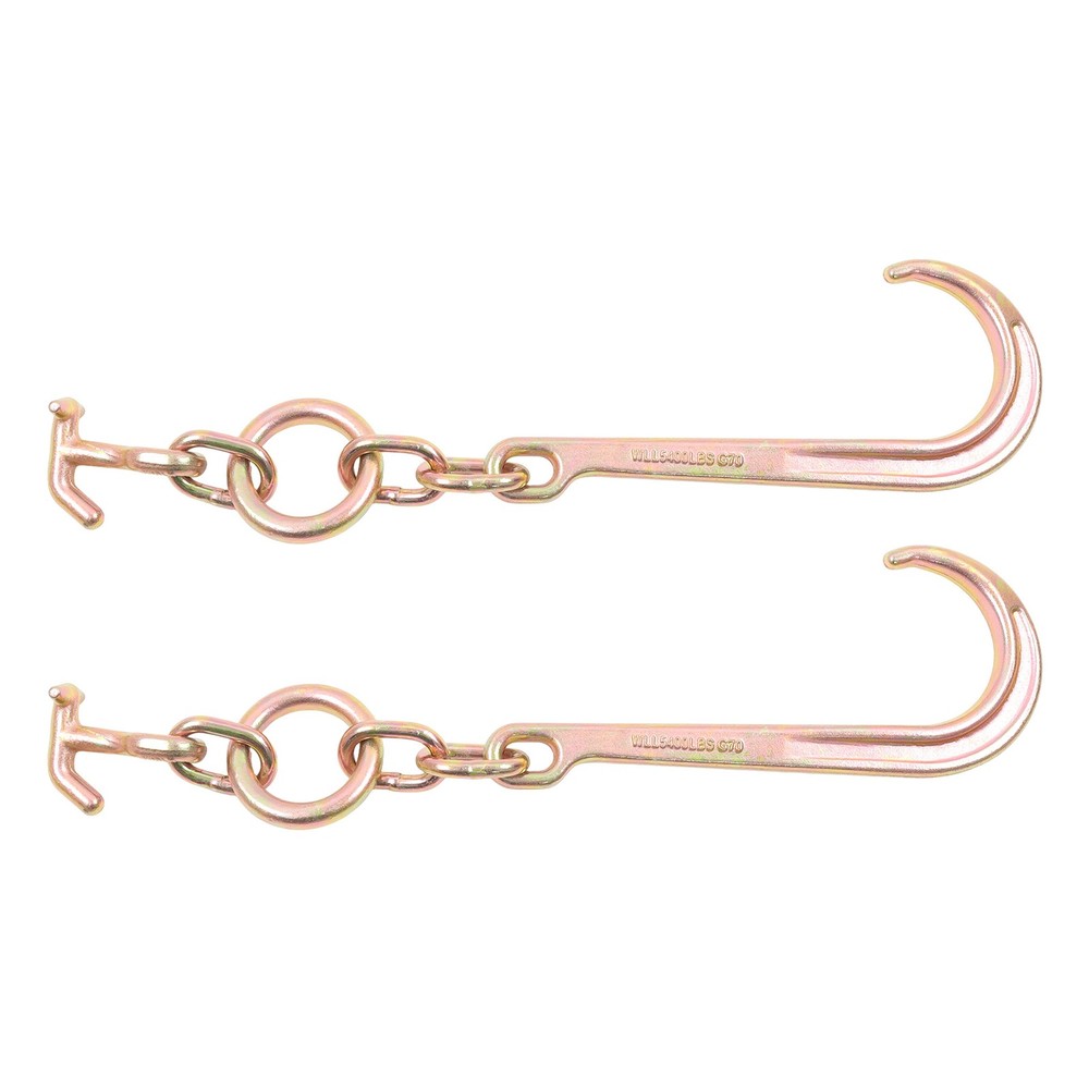 2 Pack 15" J Hooks with TJ Hook G70 5400Lbs WLL Roll Back Clevis