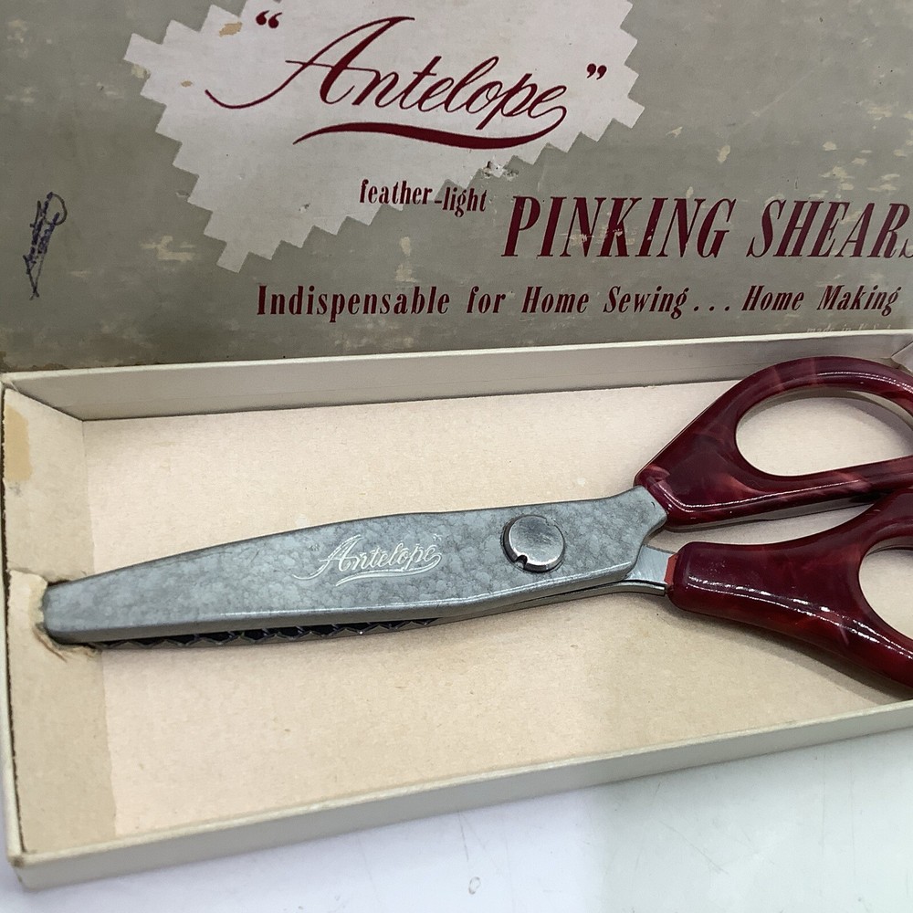 Antelope Sewing Pinking Shears Feather-Light Scissors Marbled Handle W Box USA