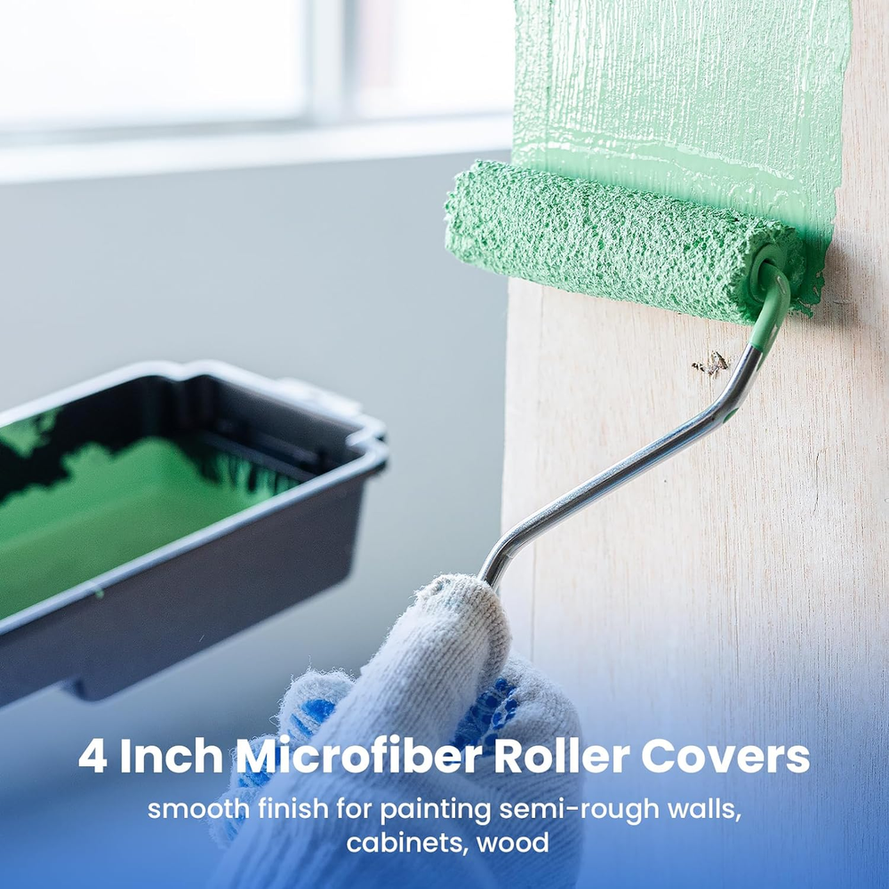 10 Pack Microfiber Paint Roller 4 Inch: Small Roller Covers 3/8 Inch Nap