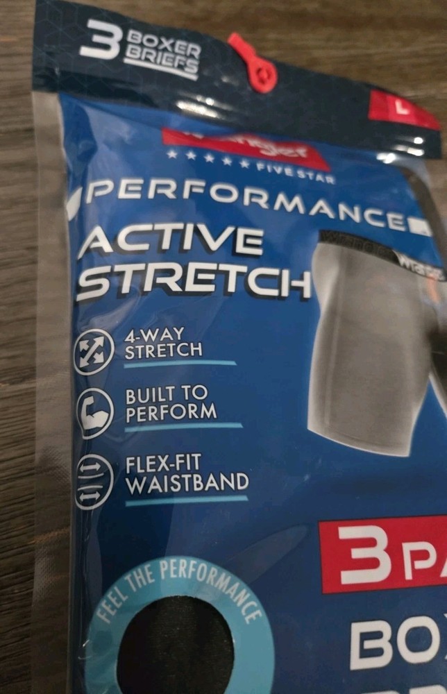 Wrangler Five Star 3 Pack Boxer Briefs Performance Active Stretch Black Size L