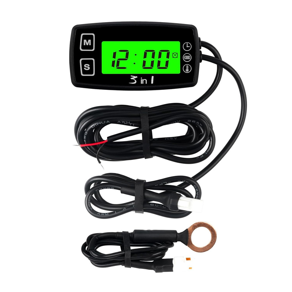 Runleader Digital Engine Temperature Gauge Volt Meter,Programmable Alert Reminde