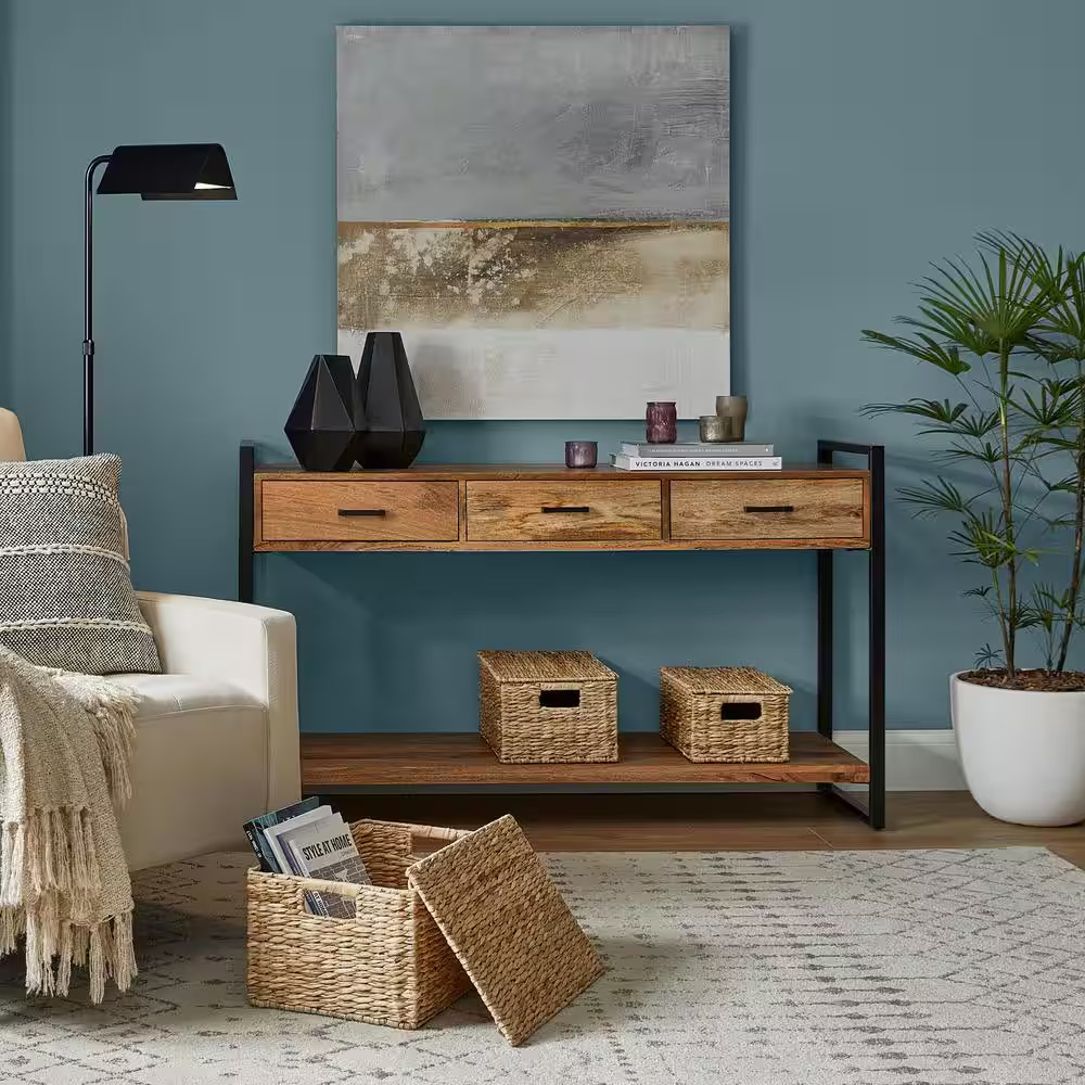 Rectangular Bulrush Lidded Storage Basket (Set of 3)