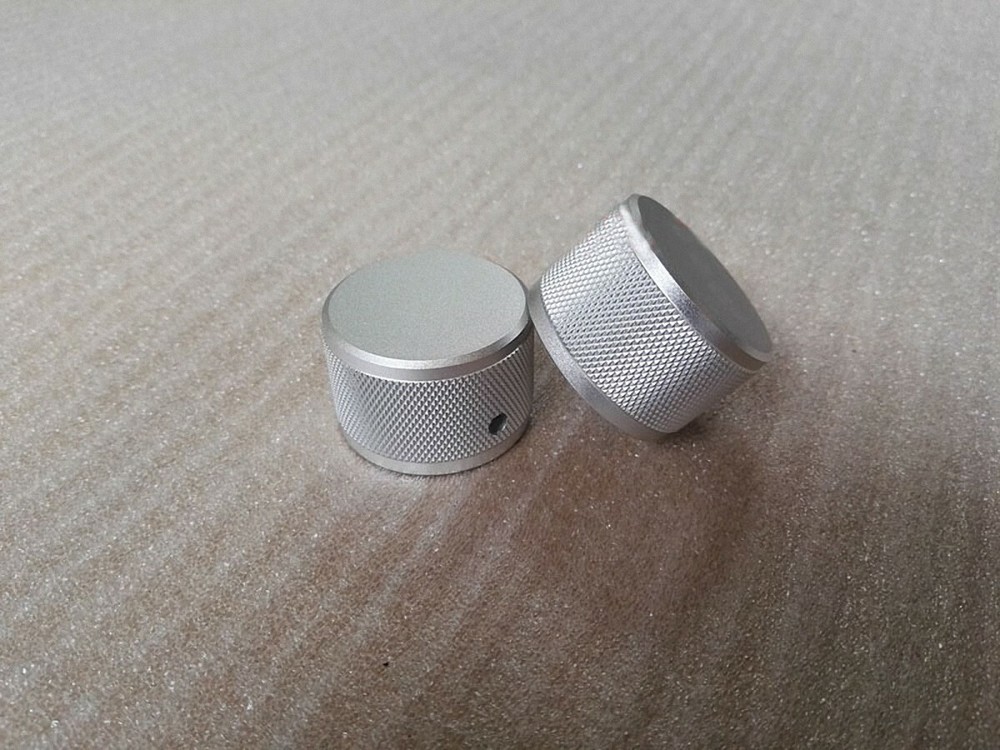 1 PCS Solid aluminum knurled silver 38*25 Amplifier volume potentiometer knob