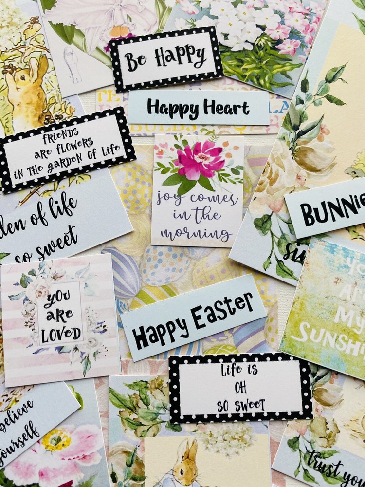 Peter Rabbit Themed Easter Junk Journal Scrapbook Quote & Paper Kit 30 Items #V4