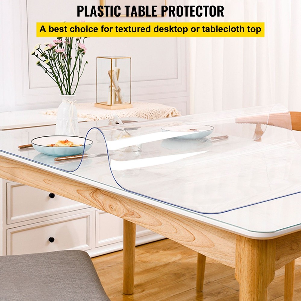 Plastic Table Cover 36 x 60 Inch, 1.5 mm Thick Clear Table Protector, Rectangle