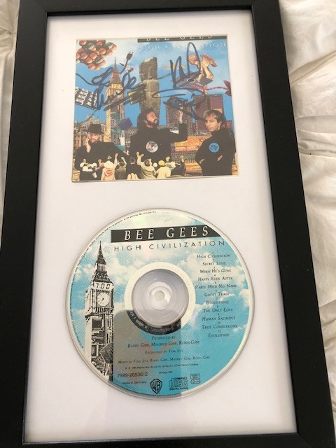 BEE GEES SIGNED CD COVER (3 SIGS) LOA JSA