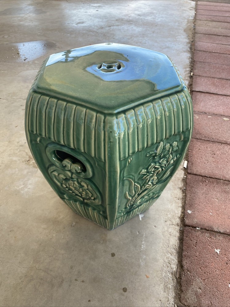 Green Glazed Garden Stool