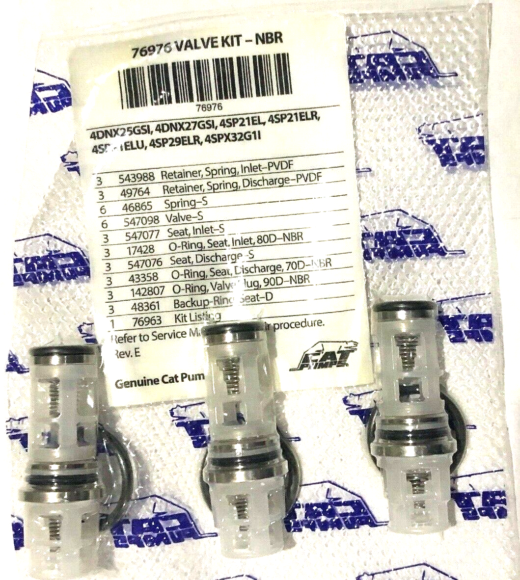 76976 VALVE KIT FOR CAT PUMP 4DNX,4SPX,4SP,4PPX, RSPX, 4SP PRESSURE WASHER