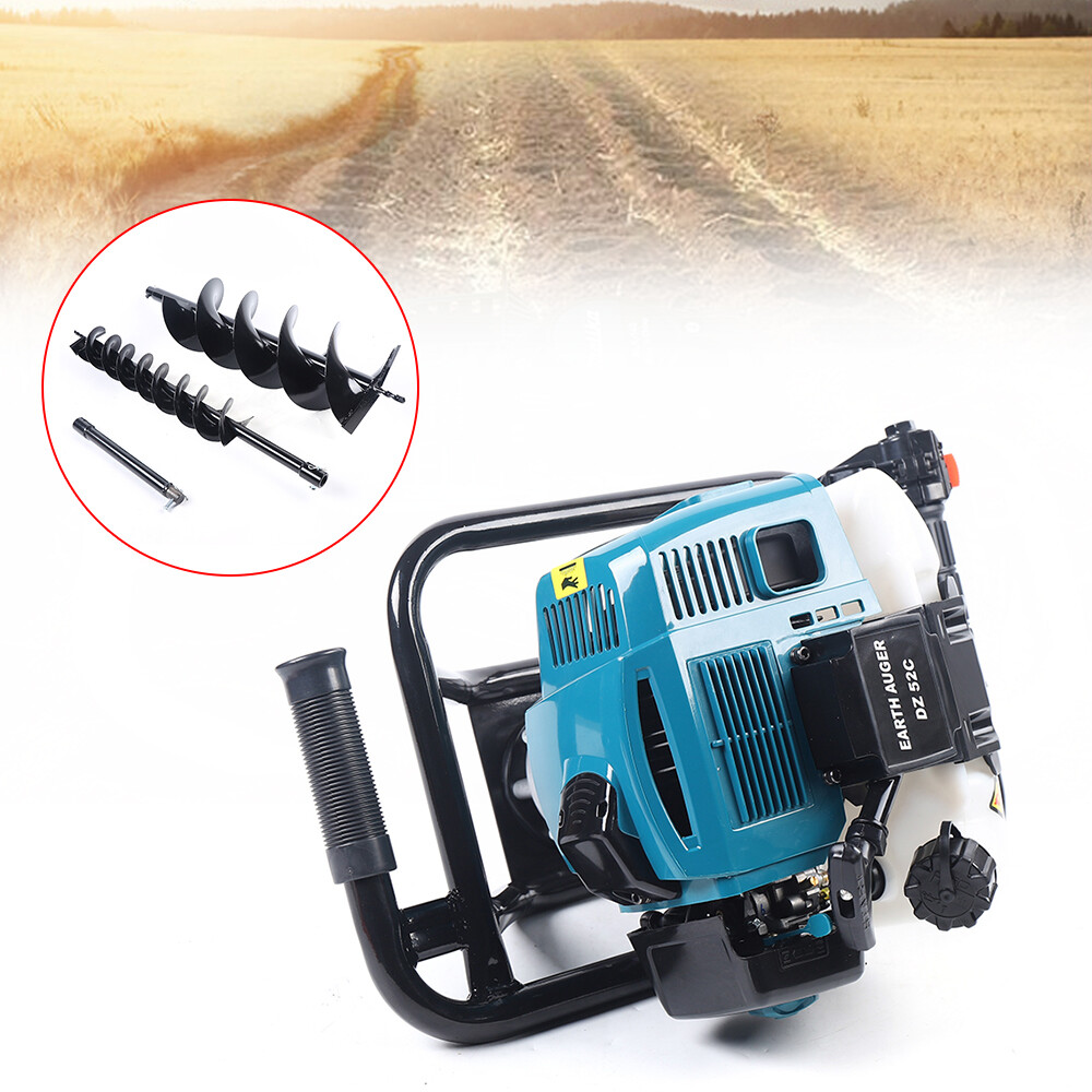 52CC Gas Powered Earth Auger Drill with 4" & 8" Bits for Easy Digging
