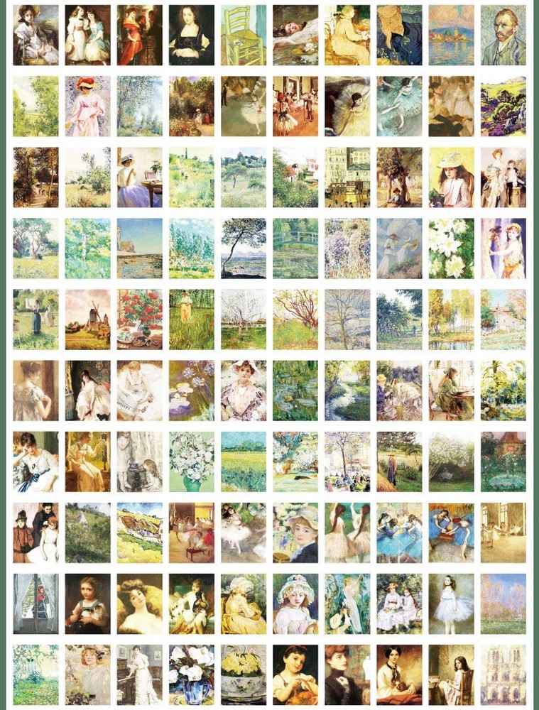 400 pages Impressionism mini vellum paper book, Assorted pattern, Art Museum