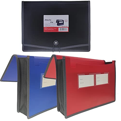 Premium Quality Plastic Expanding File Folder Document Red/Blue/Black