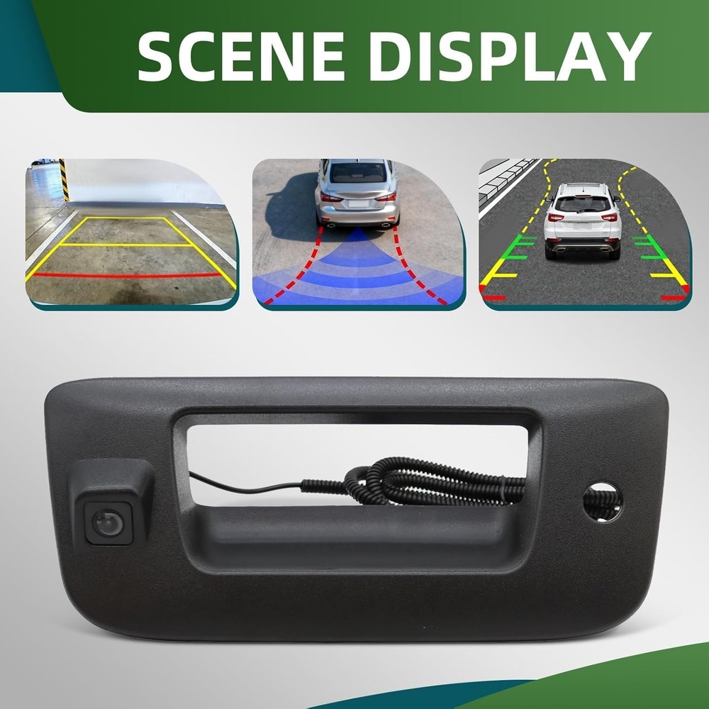 Rear View Backup Camera w/Tailgate Handle Compatible with 2007-2013 Silverado...