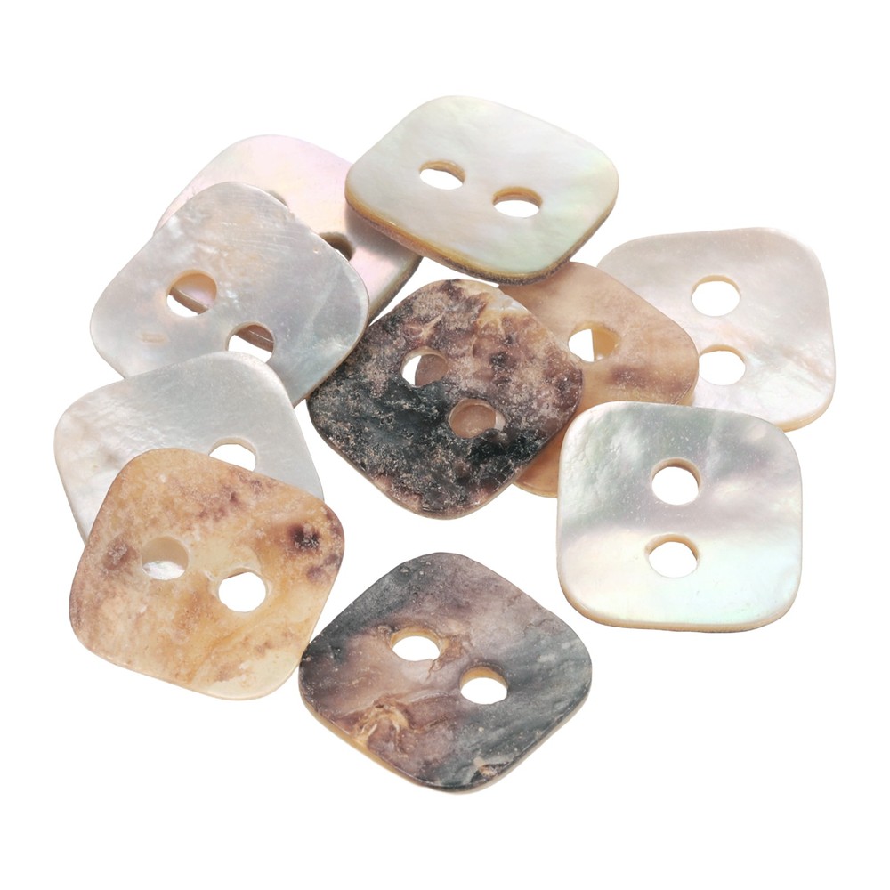 10pcs Pearl Shell Buttons 0.6" Square Shell Sewing Button for Cloth Craft