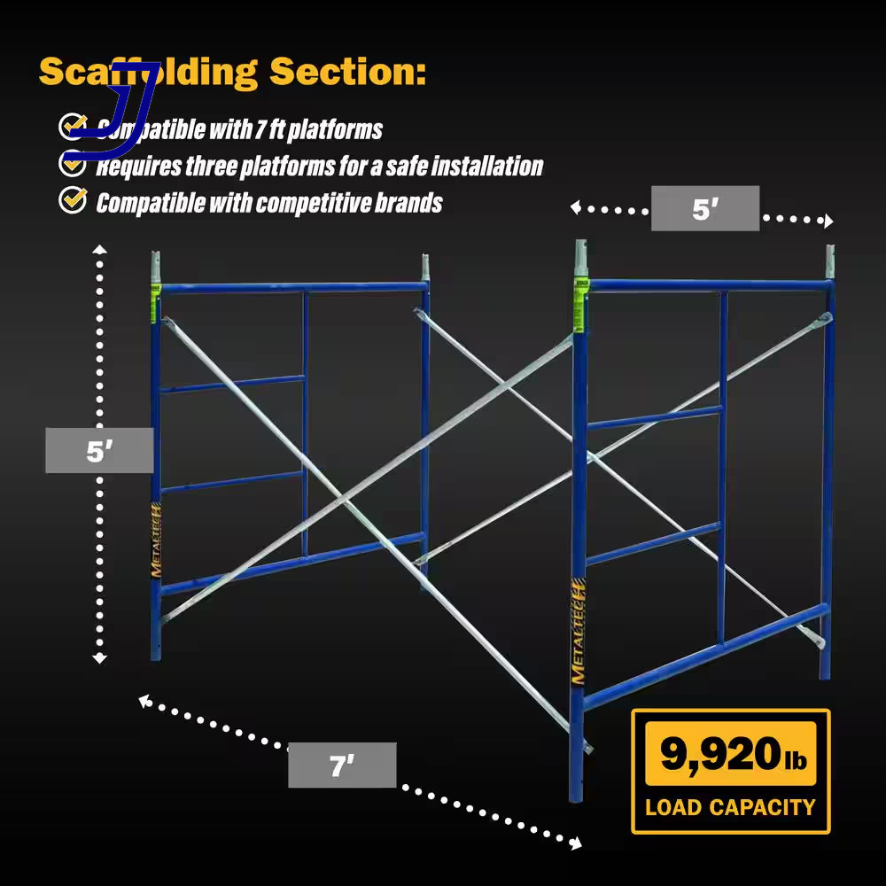 Saferstack Scaffold Section, 1-Story Scaffolding Frame Set with Galvanized Cross